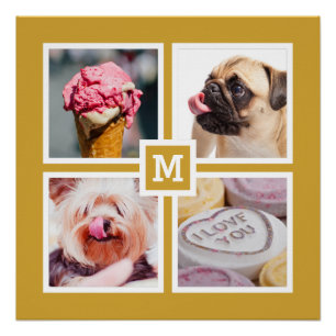 Pôster SEU poster personalizado DE 4 FOTOS E MONOGRAM