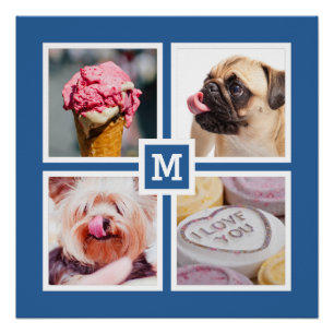 Pôster SEU poster personalizado DE 4 FOTOS E MONOGRAM