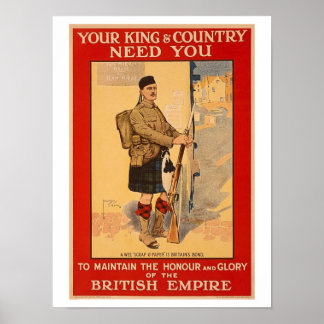 Poster Seu Rei e País Precisam De Você, Império Britânico