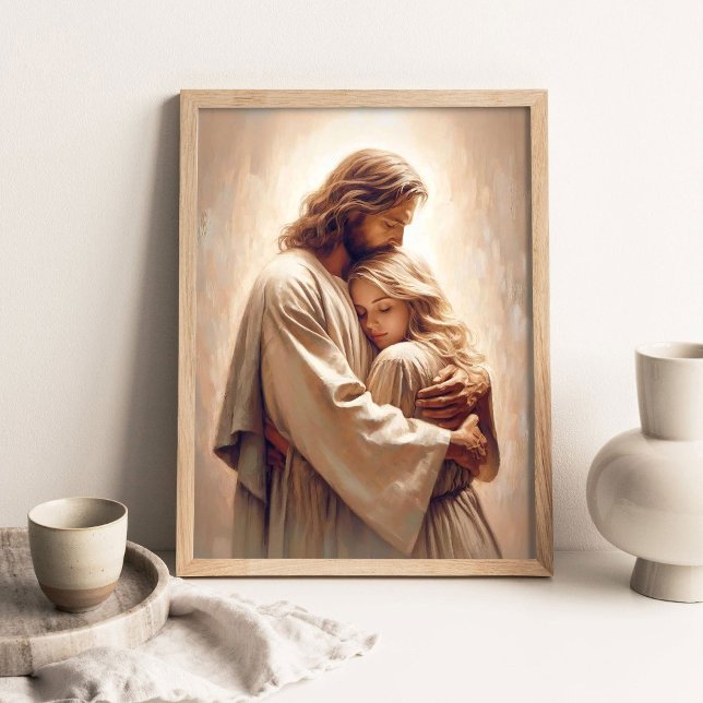 Poster Seu Salvador, Pintura Cristã, Jesus Abraçando (Criador carregado)