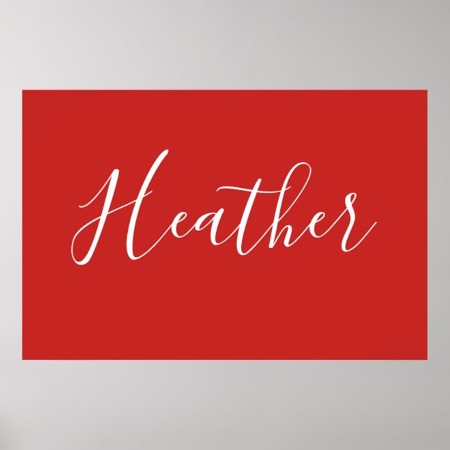 Poster Seu Script Branco Personalizado em Vermelho (Frente)