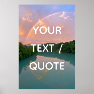 POSTER  SEU TEXTO/ CITAÇÃO PERSONALIZADA PÔR DO SOL LAGO 