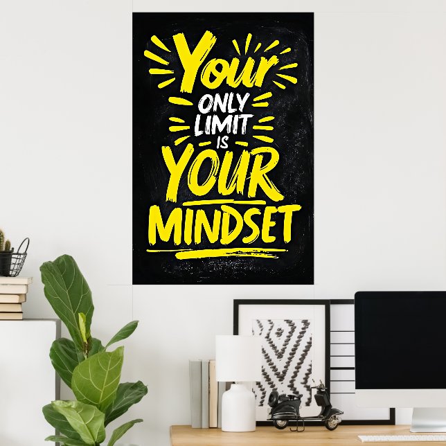 Poster Seu Único Limite - Conjunto de Mindes Motivacional (Escritório em casa)