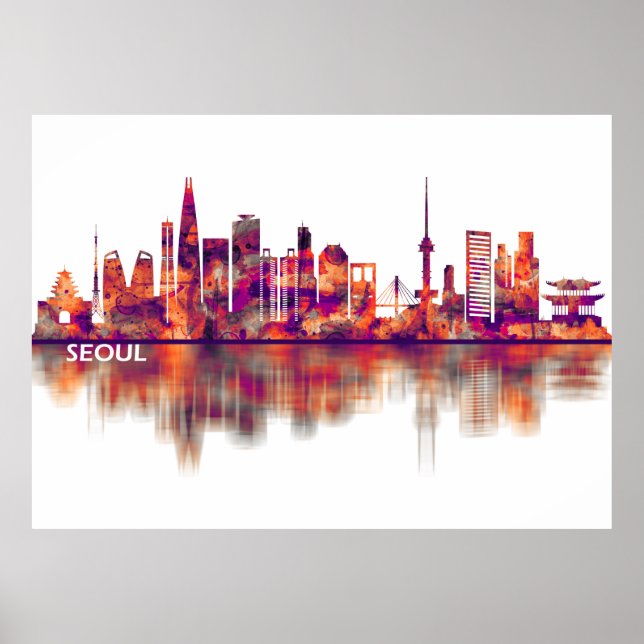 Poster Seul Coreia do Sul Skyline (Frente)