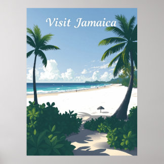 Poster Seven Mile Beach, Negril, Jamaica Vintage