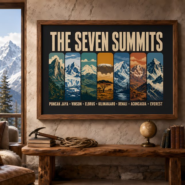 Poster Seven Summits Mountain Landmarks Illustration (Criador carregado)