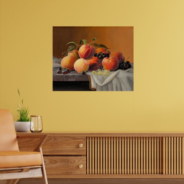 Poster Severin Roesen - Pêssegos, Uvas, Maçãs (Sala de Estar 2)