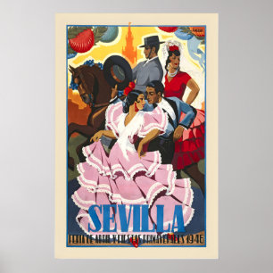 Poster Sevilha Seville Espanha Espania Ibéria Vintage