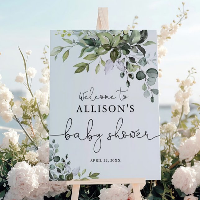 Poster Sexo Sinal de boas-vindas com chá de fraldas verde (Criador carregado)