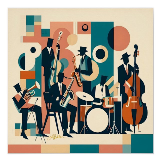Pôster Sexteto da Era do Jazz de Meados do Século (Frente)