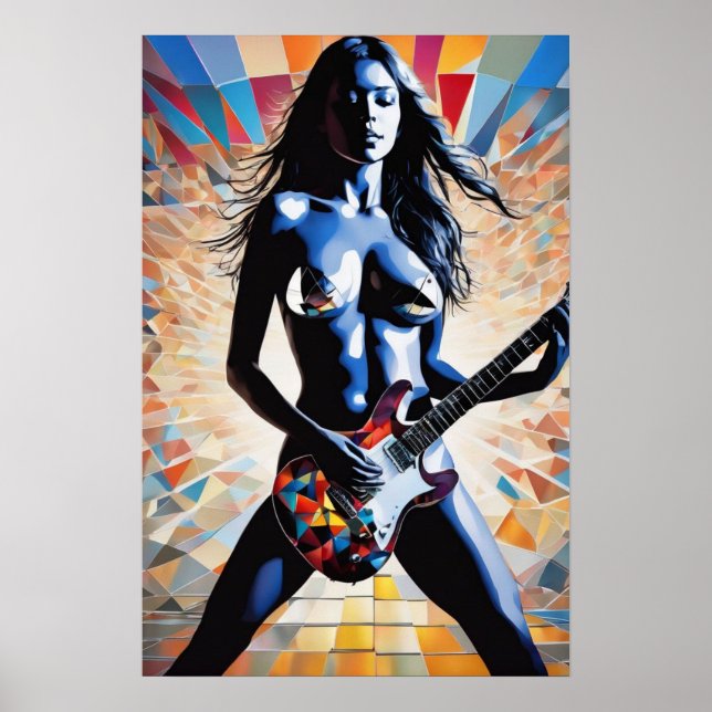 Poster Sexy Female Rock Guitarista (Frente)