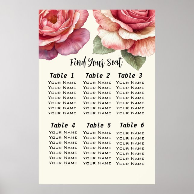 Poster Shabby Pink Rose Find Your Seat (Frente)