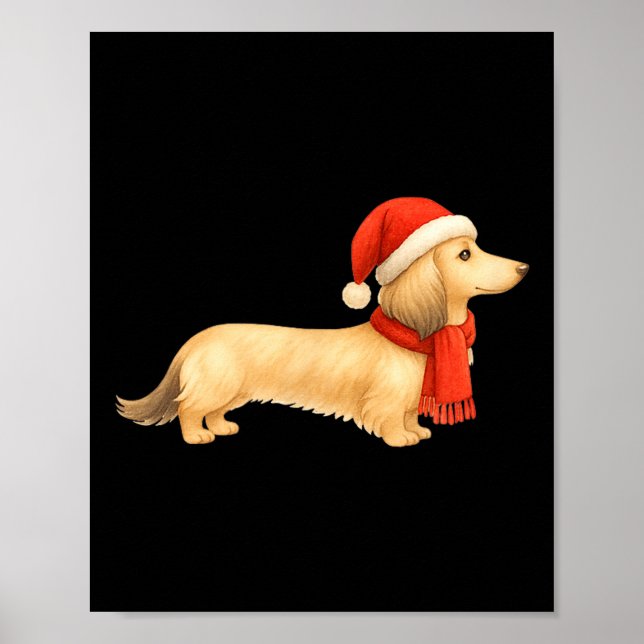 Poster Shaded Cream Christmas Dachshund Dog Mom Funny Cut (Frente)