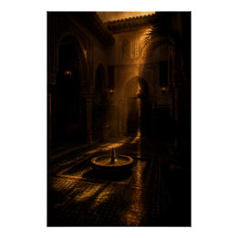Pôster Shadowed Riad Fountain Poster