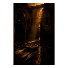 Pôster Shadowed Riad Fountain Poster