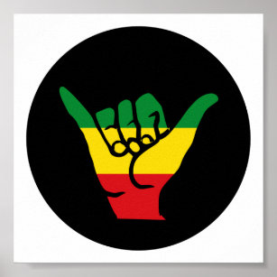 Poster Shaka Mãos Com Cores De Reggae