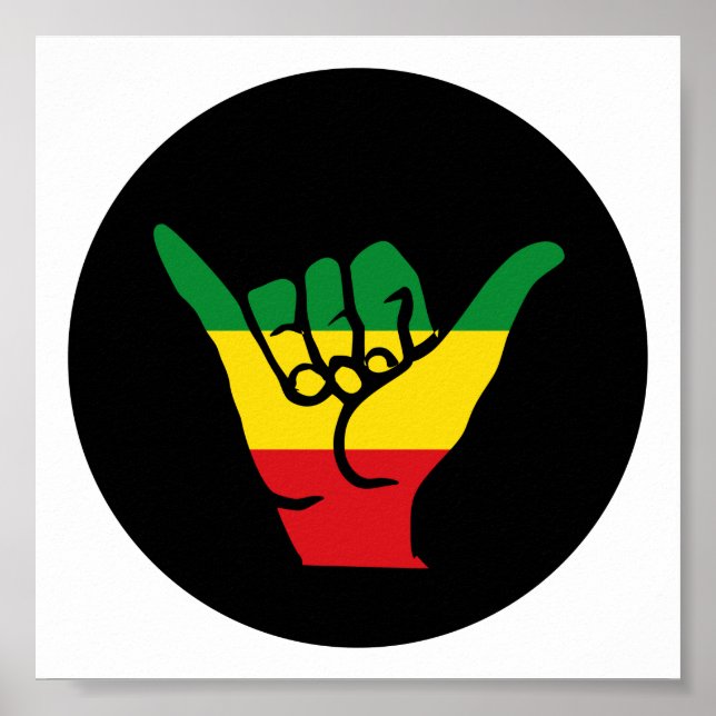 Poster Shaka Mãos Com Cores De Reggae (Frente)