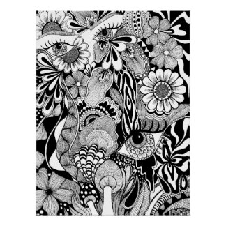 Pôster Shake It Out – Monochrome Floral Hand-Drawn Art