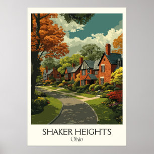 Poster Shaker Heights Suburb Arte Histórica sobre Casas