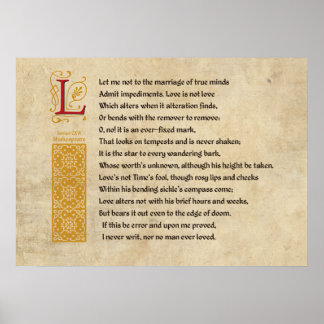 Pôster Shakespeare Sonnet 116 (CXVI) em pergaminho