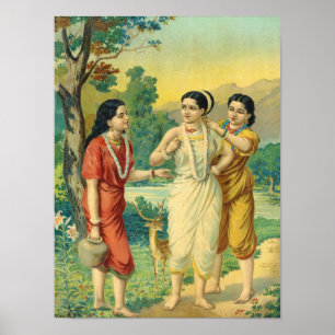 Poster Shakuntala Sakhi por Raja Ravi Varma