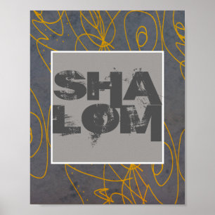 poster Shalom em amarelo e abstrato