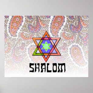 Pôster Shalom Paisley cor-de-rosa