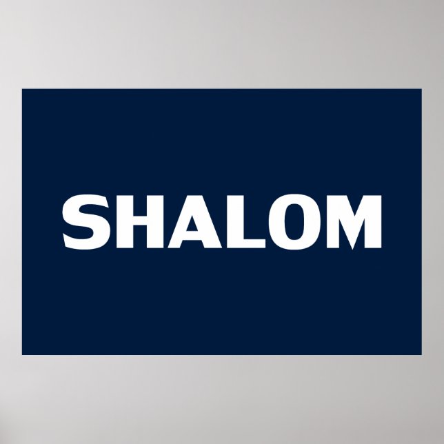 Poster Shalom, Paz, marinho azul branco moderno simples (Frente)