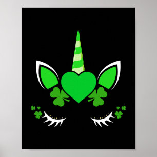 Poster Shamrock Clover Unicorn Dia de São Patrício Rapari
