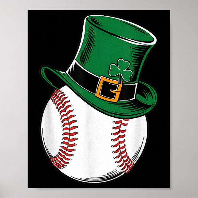Poster Shamrock de baseball de Dia de São Patrício (Frente)