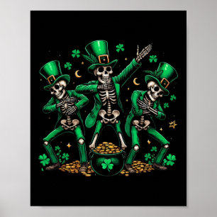 Poster Shamrock de dança do esqueleto de São Patrick1