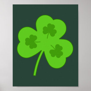 POSTER SHAMROCK DIA DE SÃO PATRÍCIO DE FOLHA VERDE