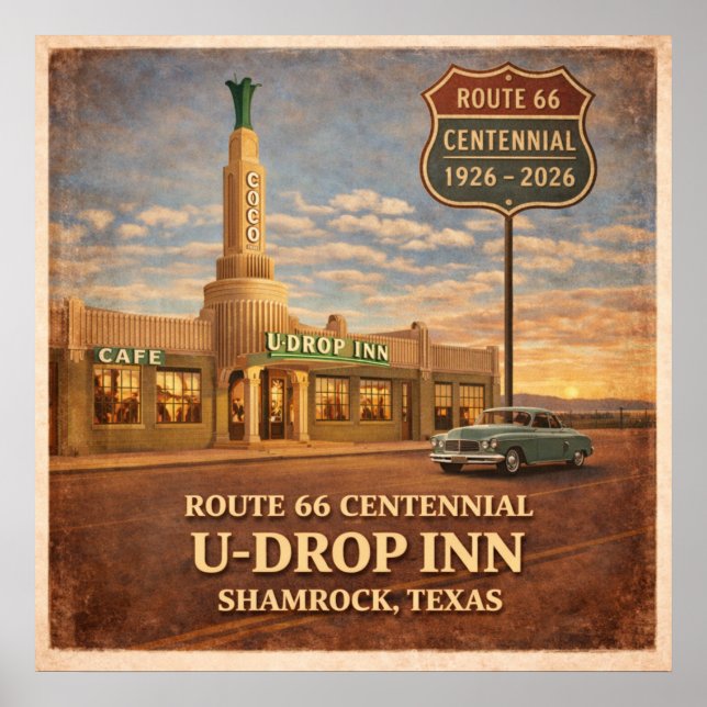 Poster Shamrock Texas Route 66 Inn (Frente)