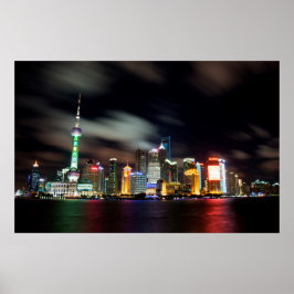 Poster Shanghai Skyline por Noite