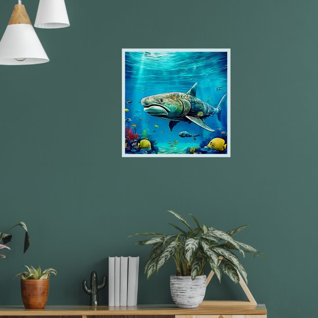 Poster Shark Ocean Predator Art (Sala de Estar 1)