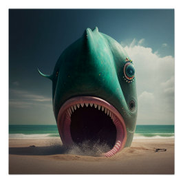 Pôster Shark sculpture on the beach