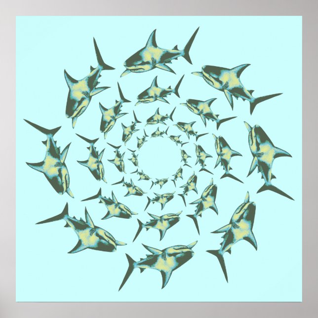 Poster sharks swimming in circles (Frente)