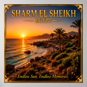Poster Sharm El Sheikh Egito Memória de Viagem Pôr do Sol
