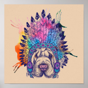 Poster Sharpei - Chefe Indígena Nativo Americano