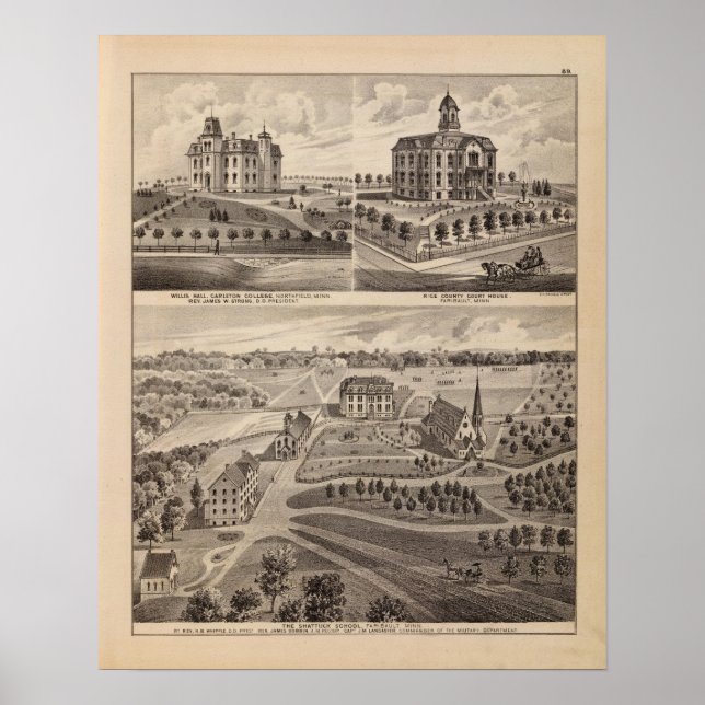 Poster Shattuck School, Faribault Willis Hall, Minnesota (Frente)