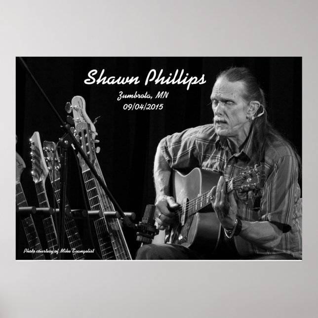 Pôster Shawn Phillips LIVE em Zumbrota, MN em 2015 (Frente)