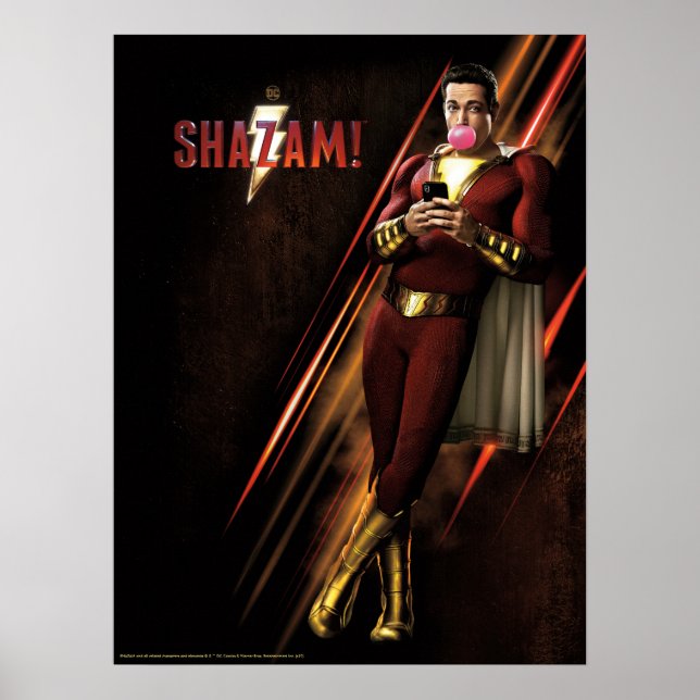 Poster SHAZAM! | Shazam Blowing Bubble Gum (Frente)
