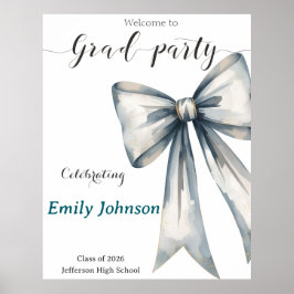 Poster She did it Graduation invitation Photo Blue Bow 