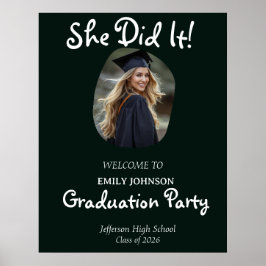 Poster She Did It! Modern Photo Graduation Party 