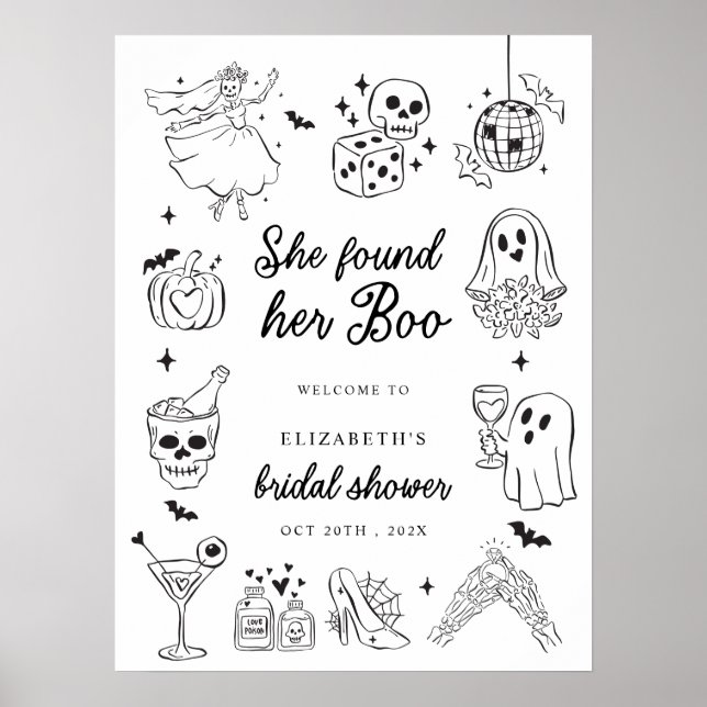 Poster She Found Her Boo Bridal Shower Welcome Sign (Frente)