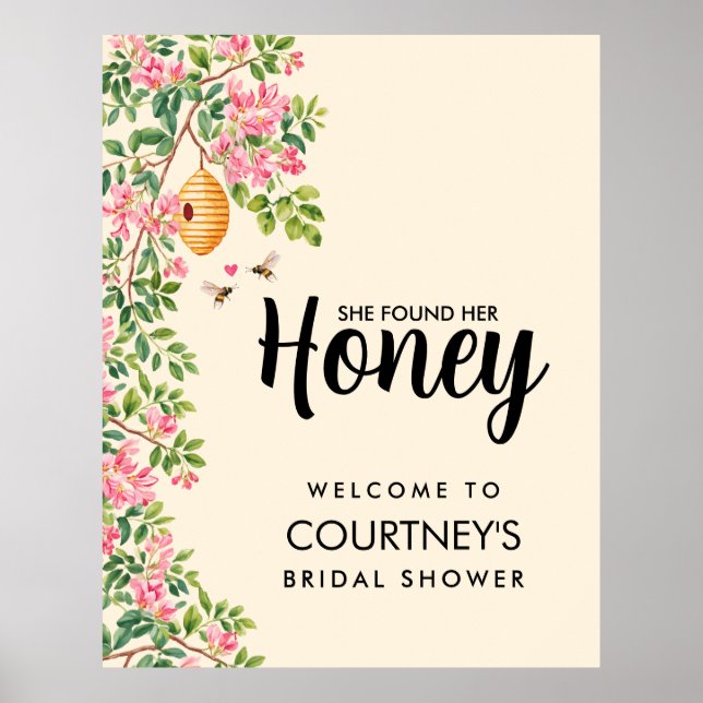 Poster She Found Her Honey Bridal Shower Welcome Sign (Frente)