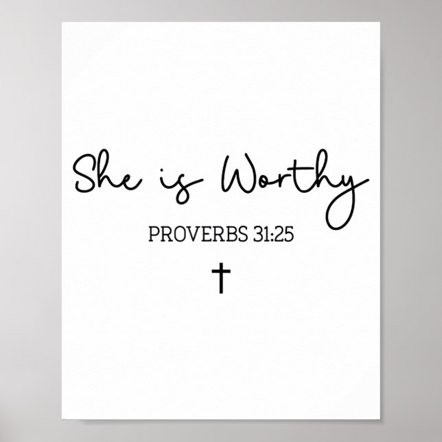Poster She Is Worthy Proverbs 31_25 Christian Boho Bible  (Frente)