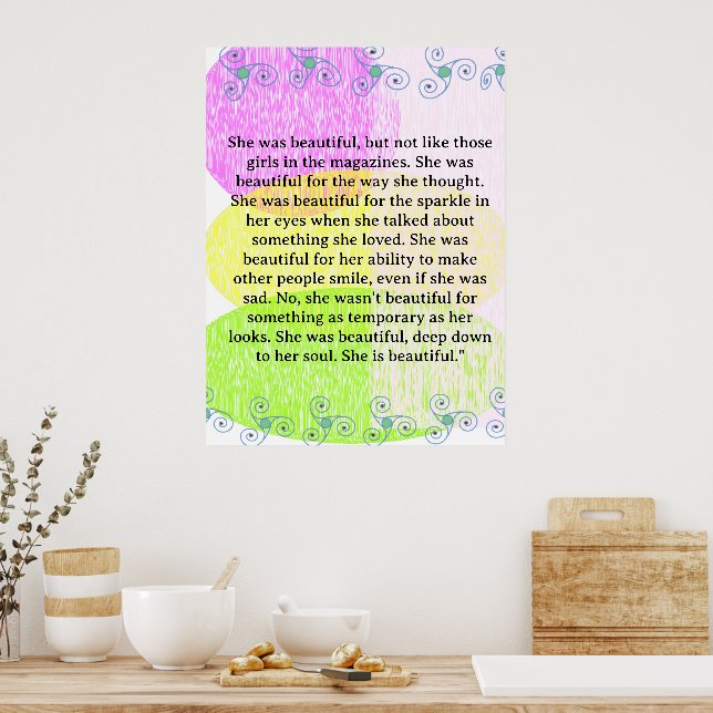 Poster She was beautiful ===  quote (Cozinha)