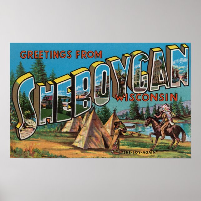 Pôster Sheboygan, Wisconsin (índios # 2) (Frente)
