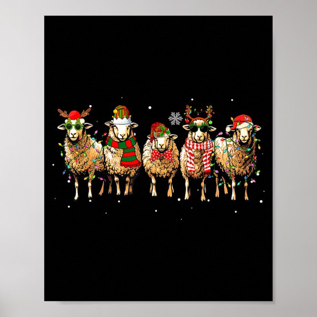 Poster Sheep Santa Xmas Funny Sheep Lover Gift Christmas  (Frente)